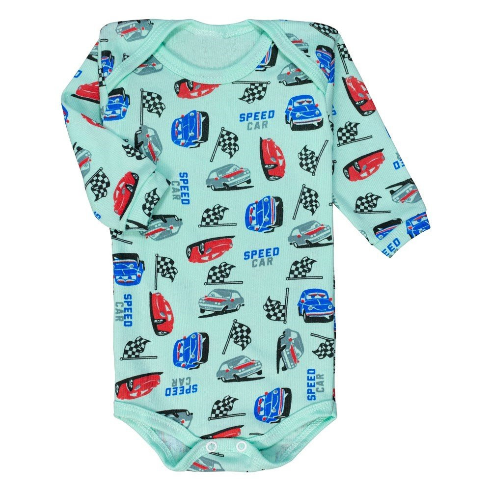 KIT COM 3 BODY LONGO PARA BEBÊ CANELADO ESTAMPAS VARIADAS PARA MENINO
