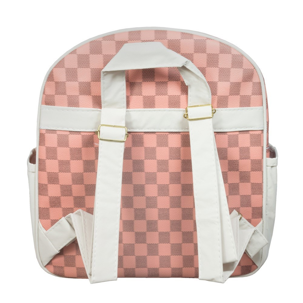 MOCHILA MATERNIDADE COM ESTAMPA XADREZ SALMÃO