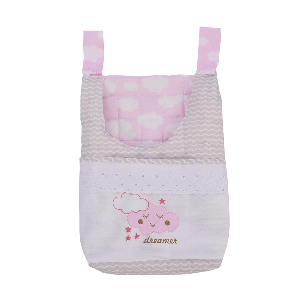 PORTA FRALDAS PARA BEBÊ 3PÇS NUVEM ROSA