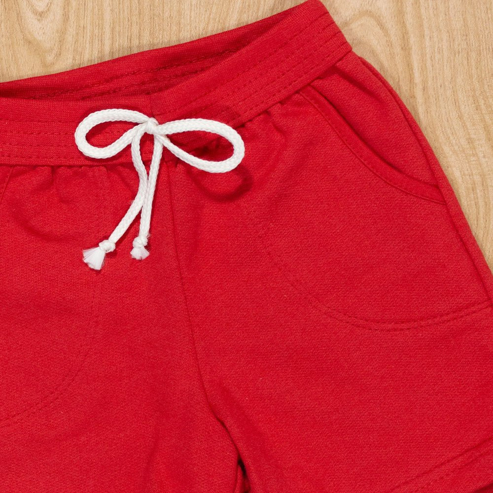BERMUDA INFANTIL 1 AO 3 MOLETINHO COM BOLSINHO VERMELHO