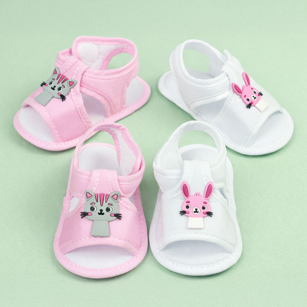 Kit 2 Sandálias Confortáveis Para Bebê Com Temática Bichinhos - Menina 
