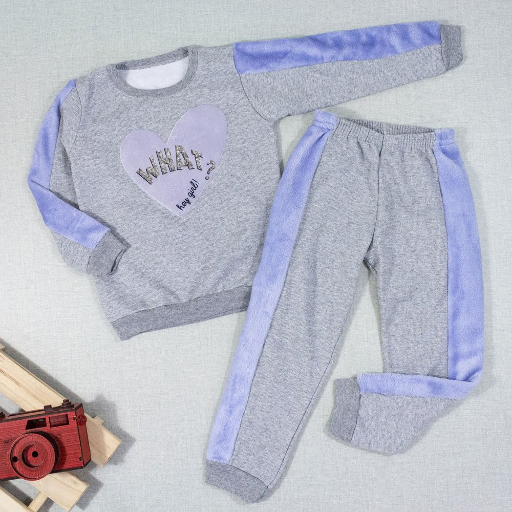 CONJUNTO INFANTIL 4 AO 8 MOLETOM BLUSA CARECA CORAÇÃO MESCLA