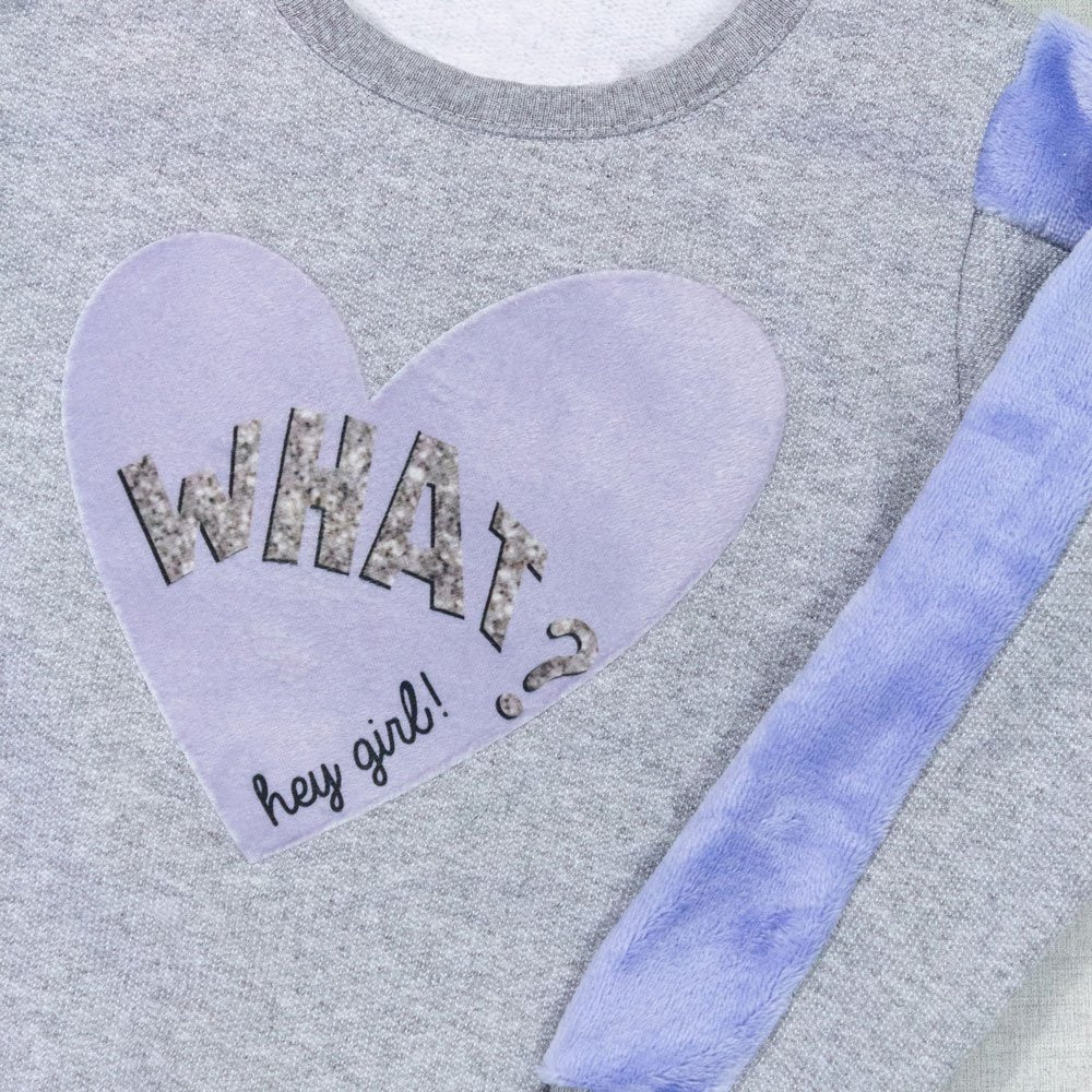 CONJUNTO INFANTIL 4 AO 8 MOLETOM BLUSA CARECA CORAÇÃO MESCLA