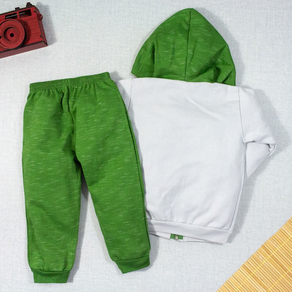 CONJUNTO INFANTIL 1 AO 3 MOLETOM CAPUZ E ZÍPER BORN WILD CINZA