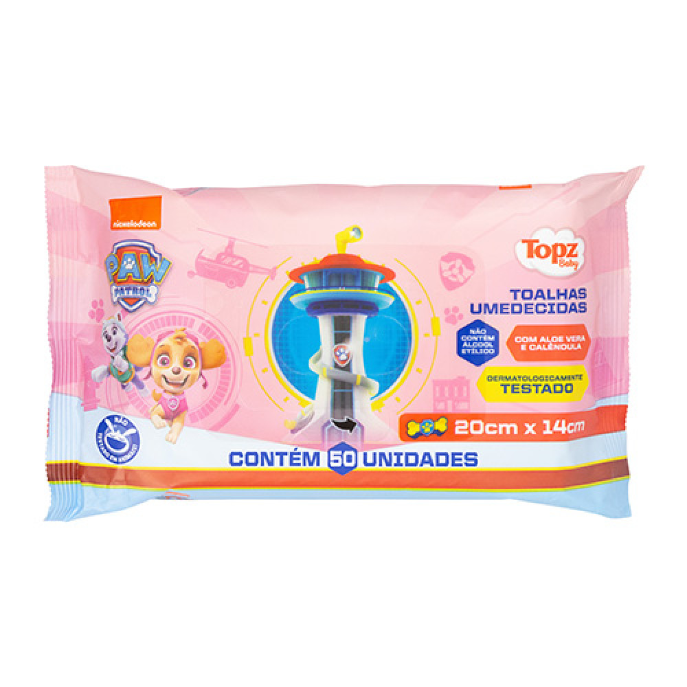 TOALHAS UMEDECIDAS PATRULHA CANINA SKYE 50 UNIDADES