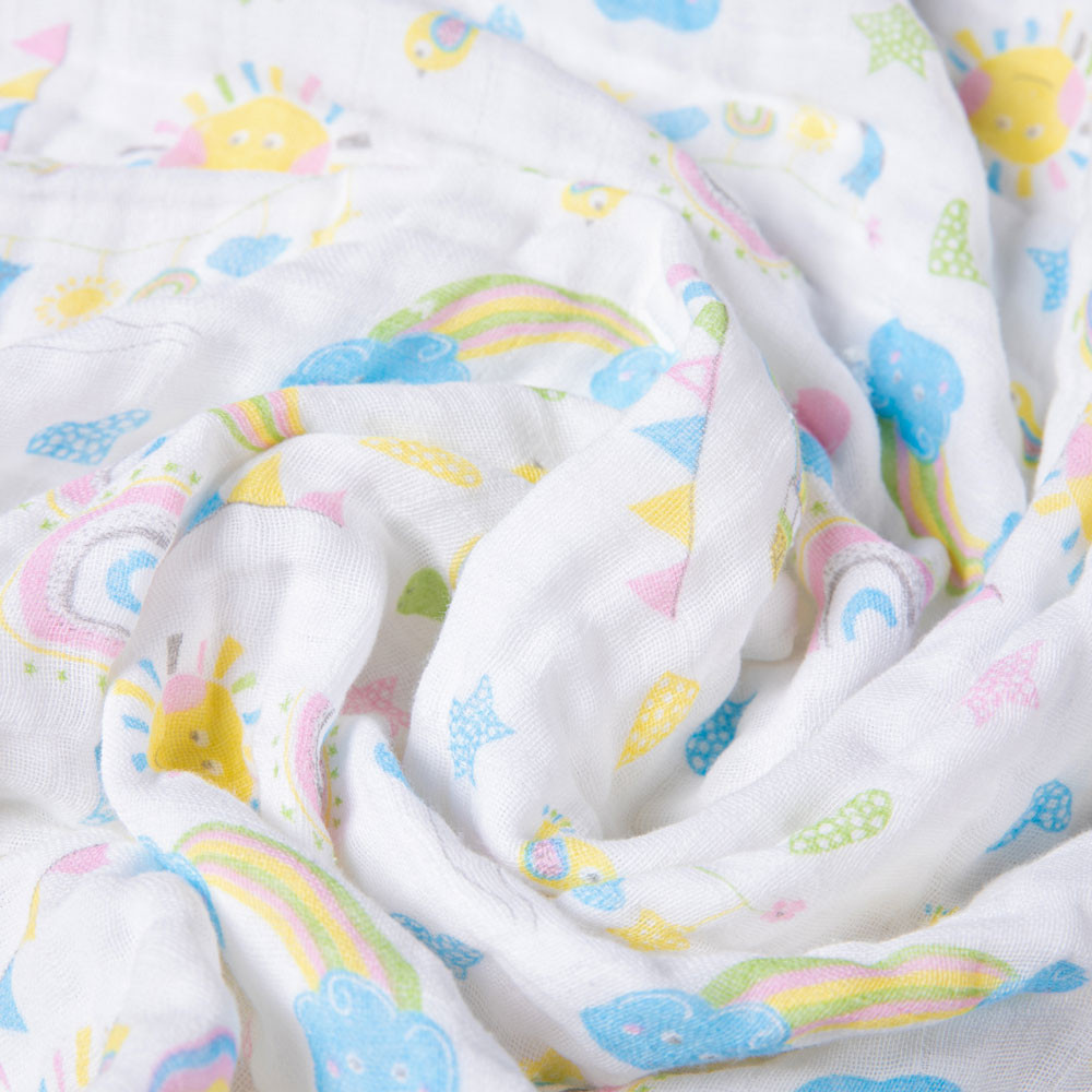 TOALHA DE BANHO FRALDA SOFT PARA BEBÊ COM CAPUZ SOL E ARCO-ÍRIS