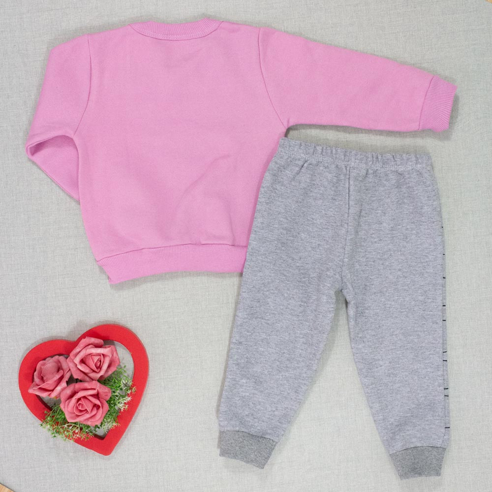 Conjunto de Moletom para Bebês Gatinhas Lilás e Mescla
