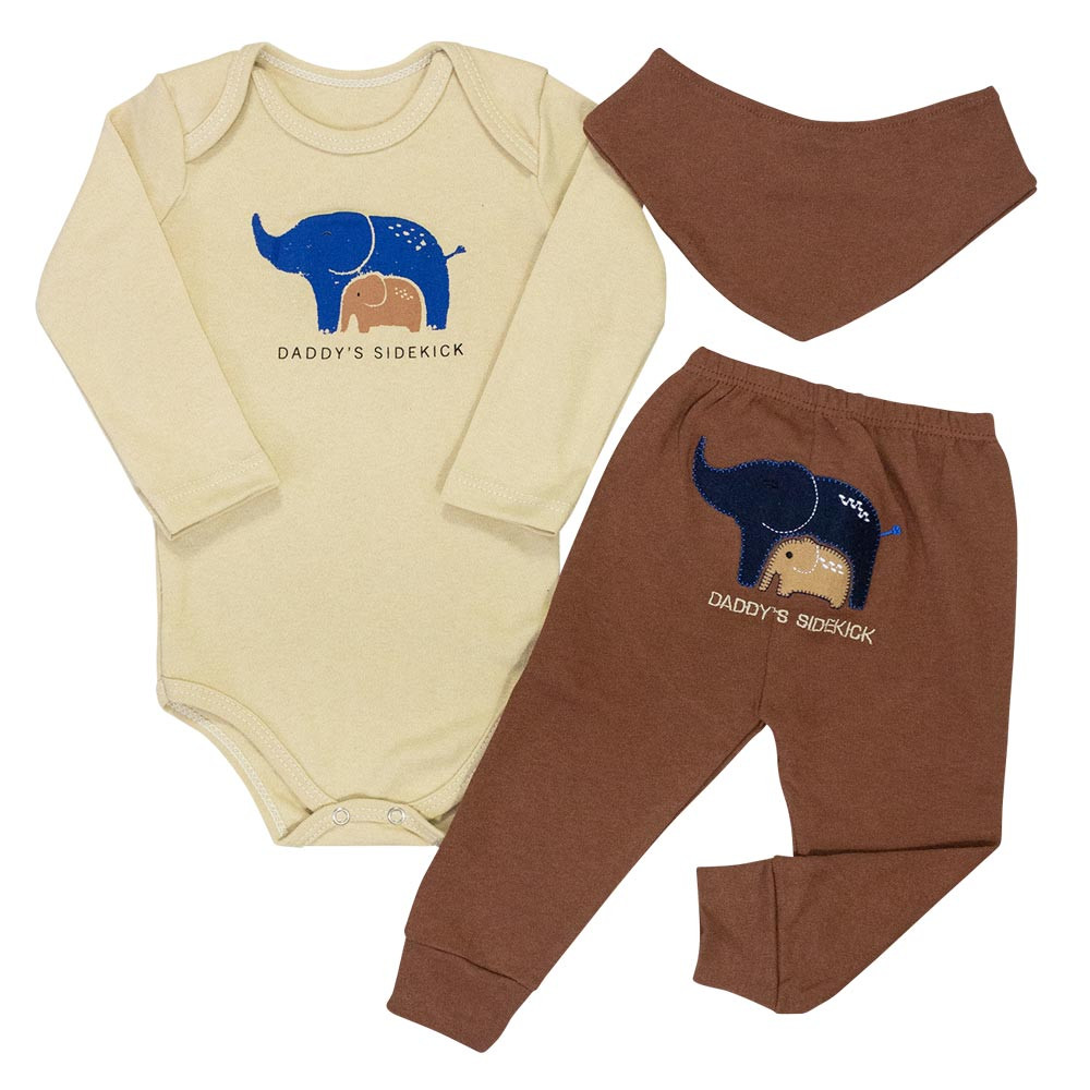 Conjunto de Bebê com Bordado Elefantinho - Ajudante do Papai