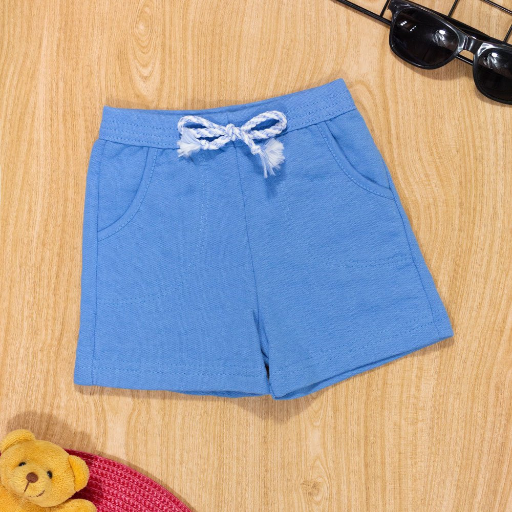 BERMUDA PARA BEBÊ MOLETINHO COM BOLSINHO AZUL