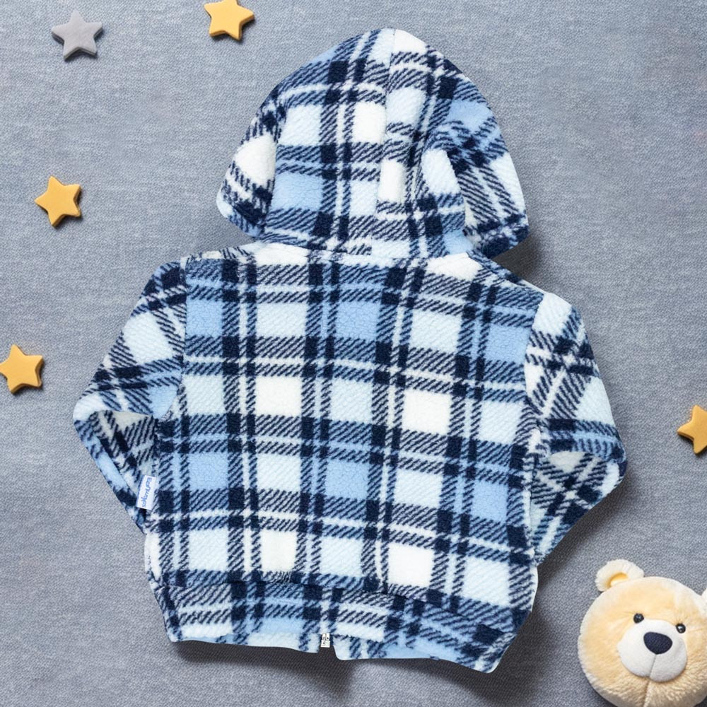 Blusa de Bebê com Capuz em Pelúcia Sherpa Azul Aconchegante