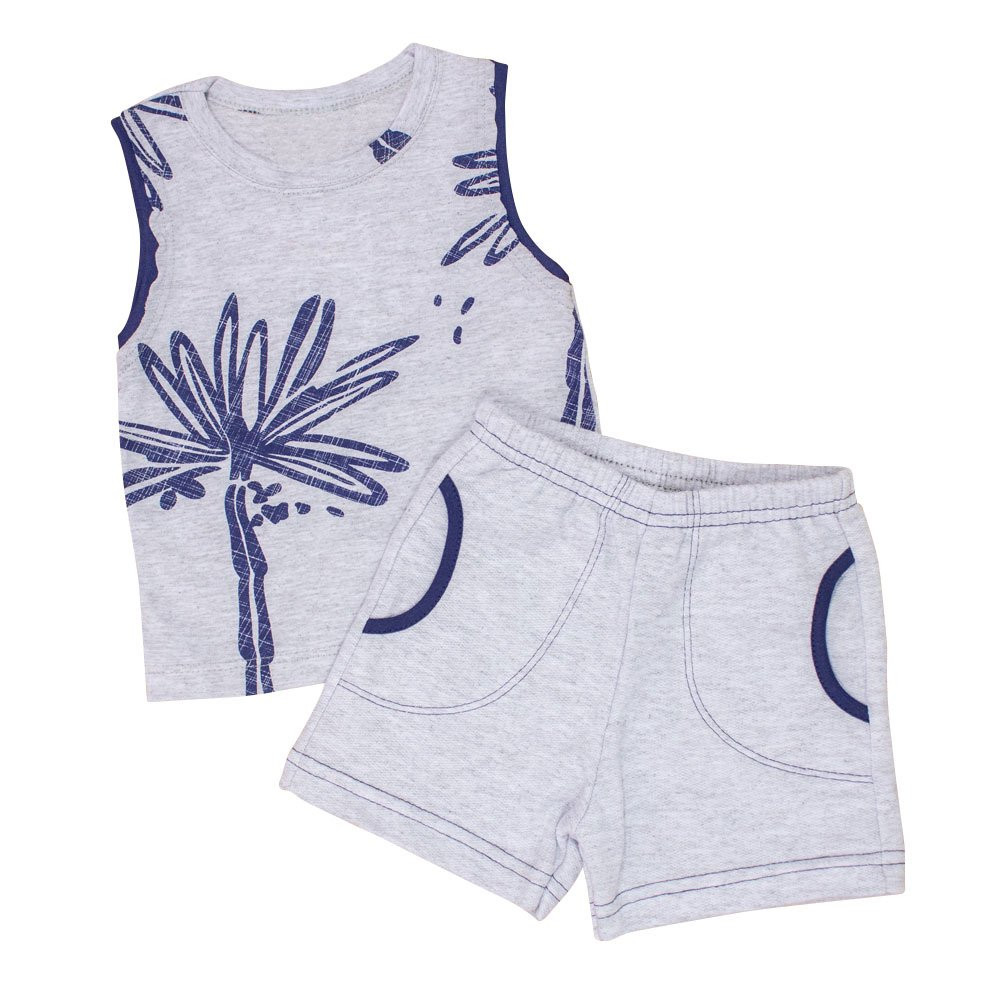 CONJUNTO PARA BEBÊ REGATA E SHORTS COQUEIRO MESCLA