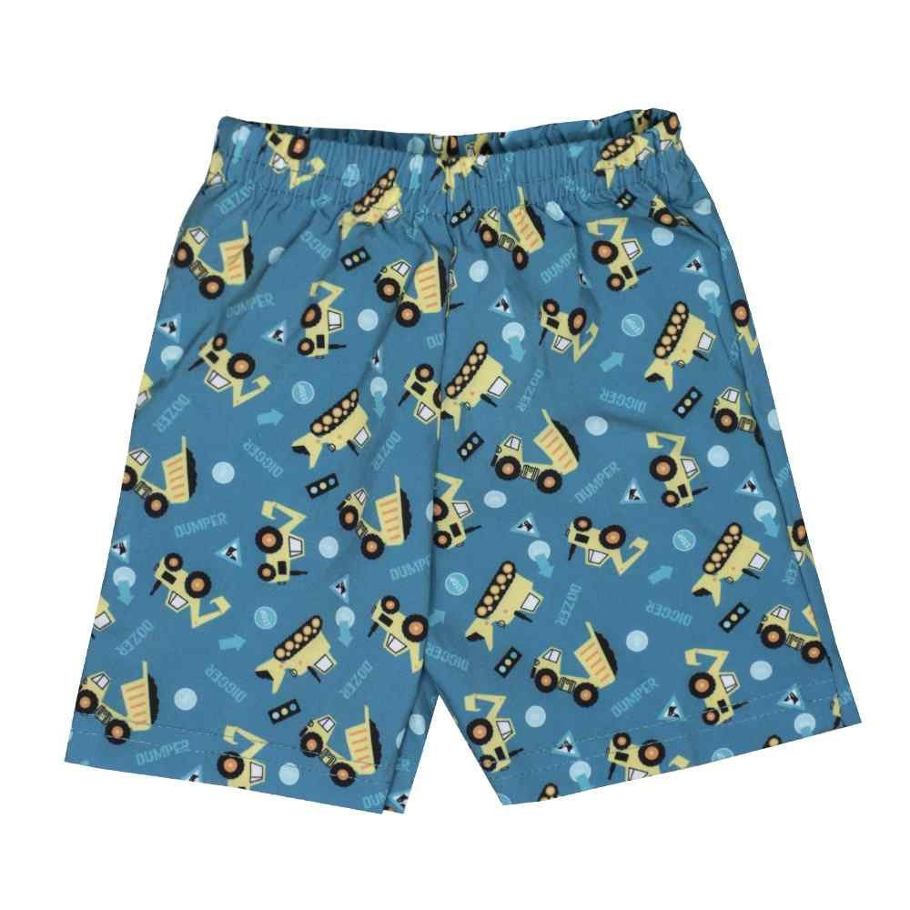 CONJUNTO CURTO PARA BEBÊ REGATA ESTAMPA TRATOR BRANCO COM SHORT ESTAMPADO VERDE