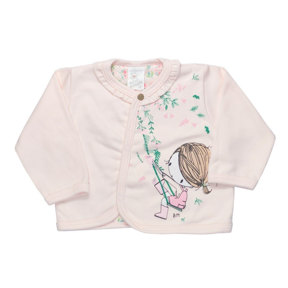 KIT MINI ENXOVAL 6 PEÇAS EM SUEDINE PARA BEBÊ ESTAMPADINHO FLORES