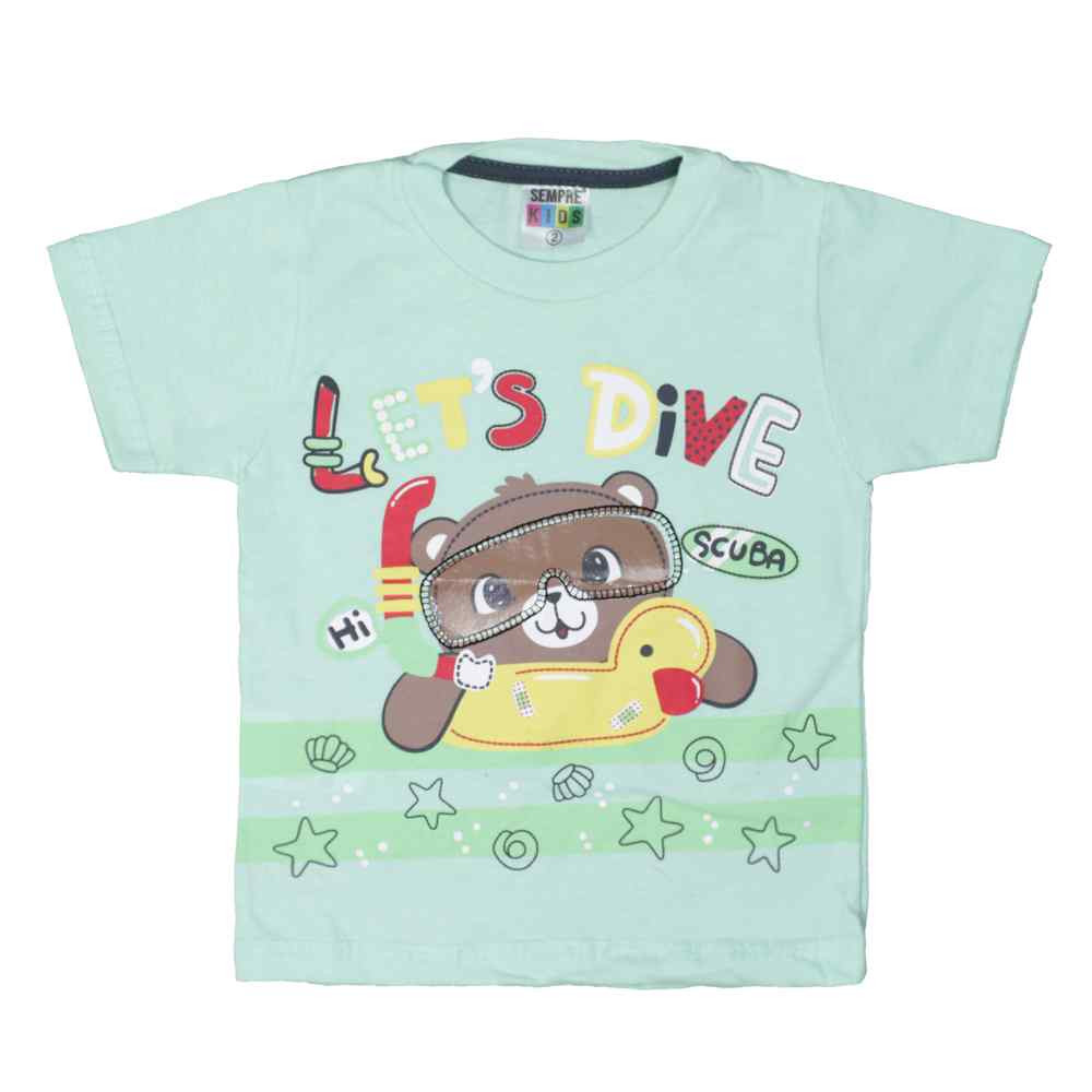 CONJUNTO INFANTIL MASCULINO COM ESTAMPA DE URSINHO VERDE CLARO.