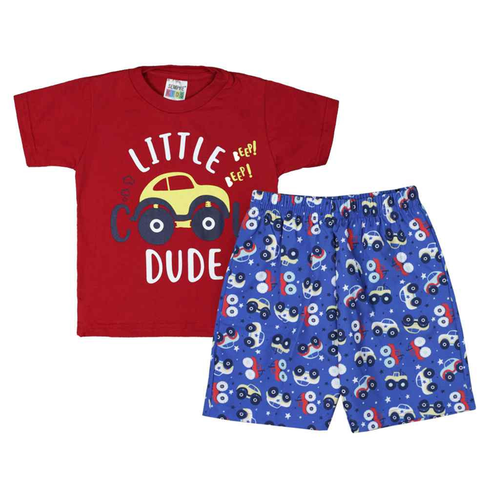 CONJUNTO INFANTIL LINDA CAMISETA CARRINHO VERMELHO