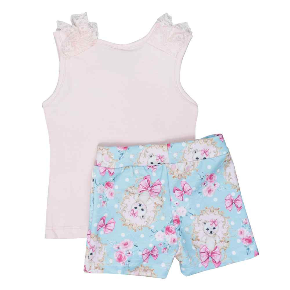 CONJUNTO CURTO PARA BEBÊ URSINHO RANDA MUNDU ROSA