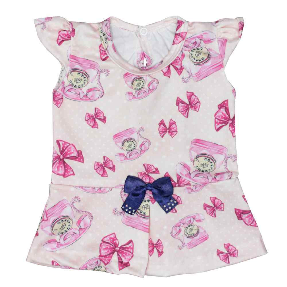 CONJUNTO CURTO PARA BEBÊ COM LACINHO RANDA MUNDU ROSA