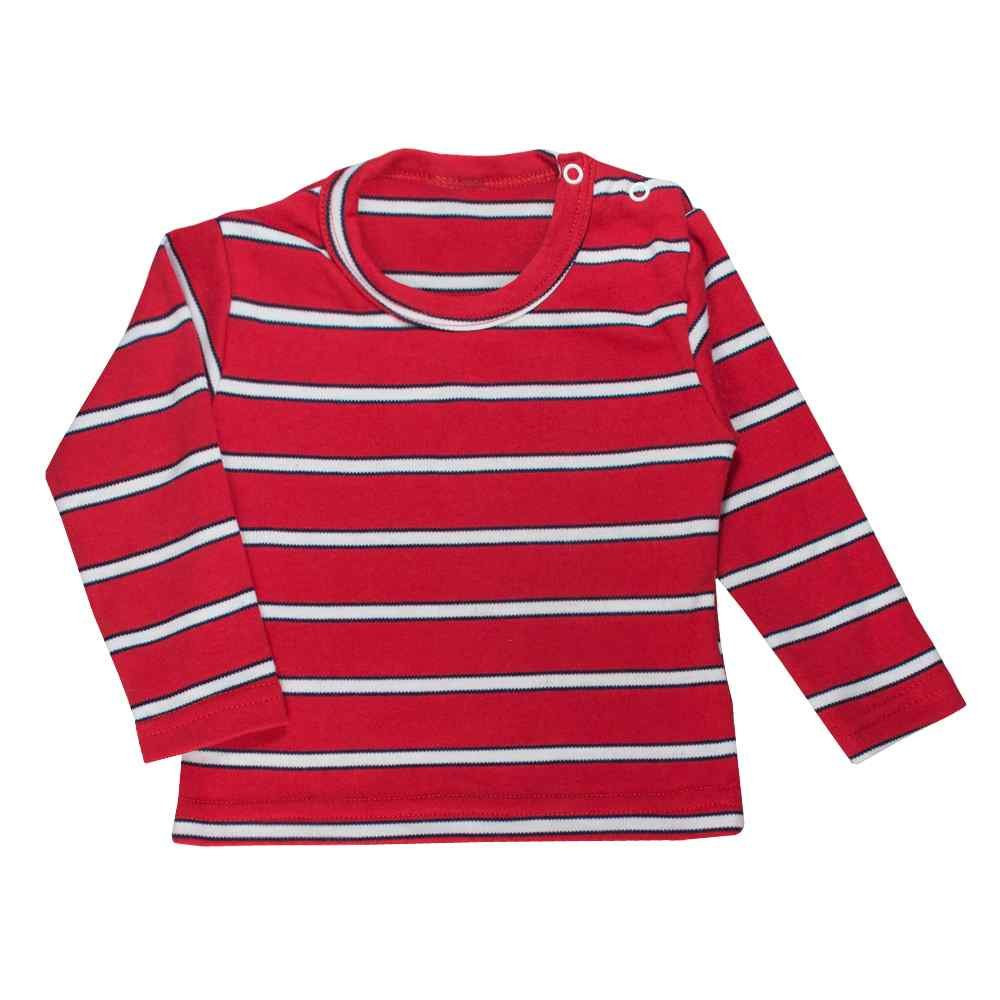 JARDINEIRA LONGA EM MOLETINHO E BLUSA LISTRADA ESTAMPADINHA BEAR VERMELHO