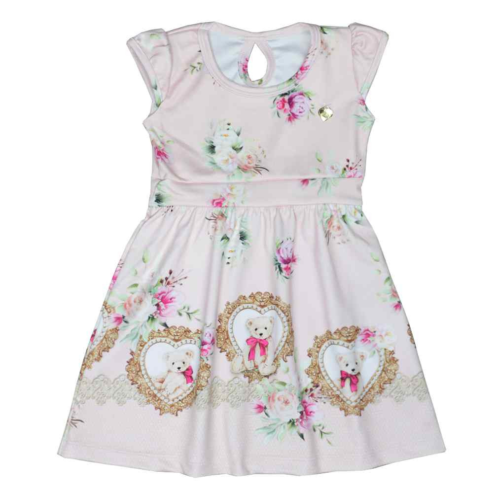 VESTIDO INFANTIL FLORIDINHO RANDA MUNDU ROSA