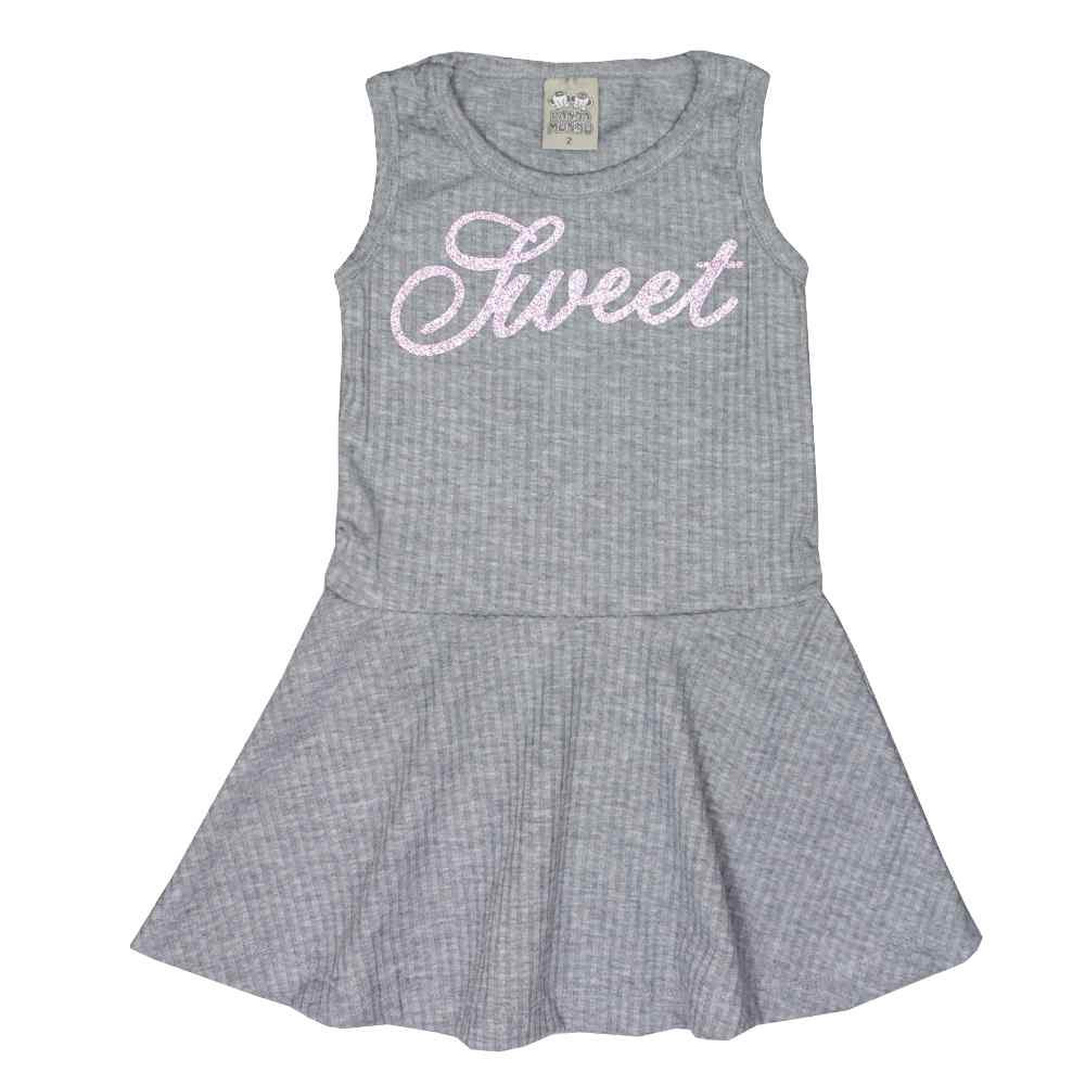VESTIDO INFANTIL SWEET RANDA MUNDU CINZA