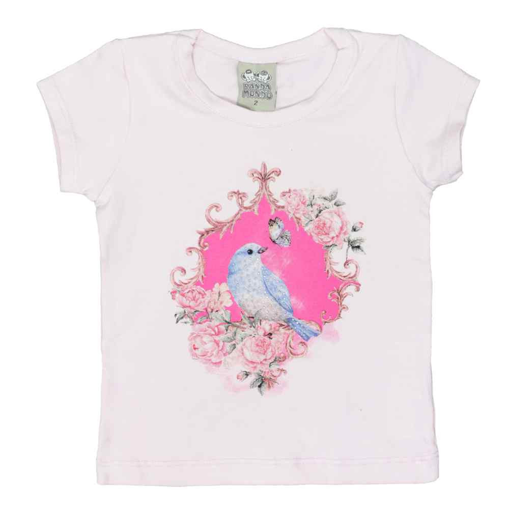 CONJUNTO INFANTIL DE MENINA CURTO ESTAMPADINHO RANDA MUNDU ROSA