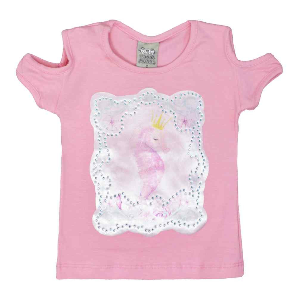 CONJUNTO CURTO BLUSA E SHORT ESTAMPADINHO INFANTIL ROSA