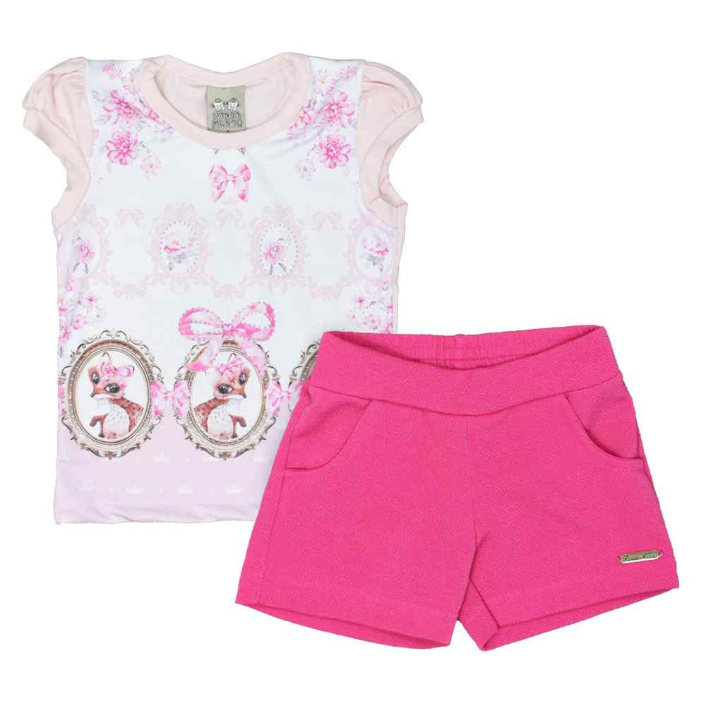 CONJUNTO INFANTIL DE MENINA CURTO RANDA MUNDU ROSA
