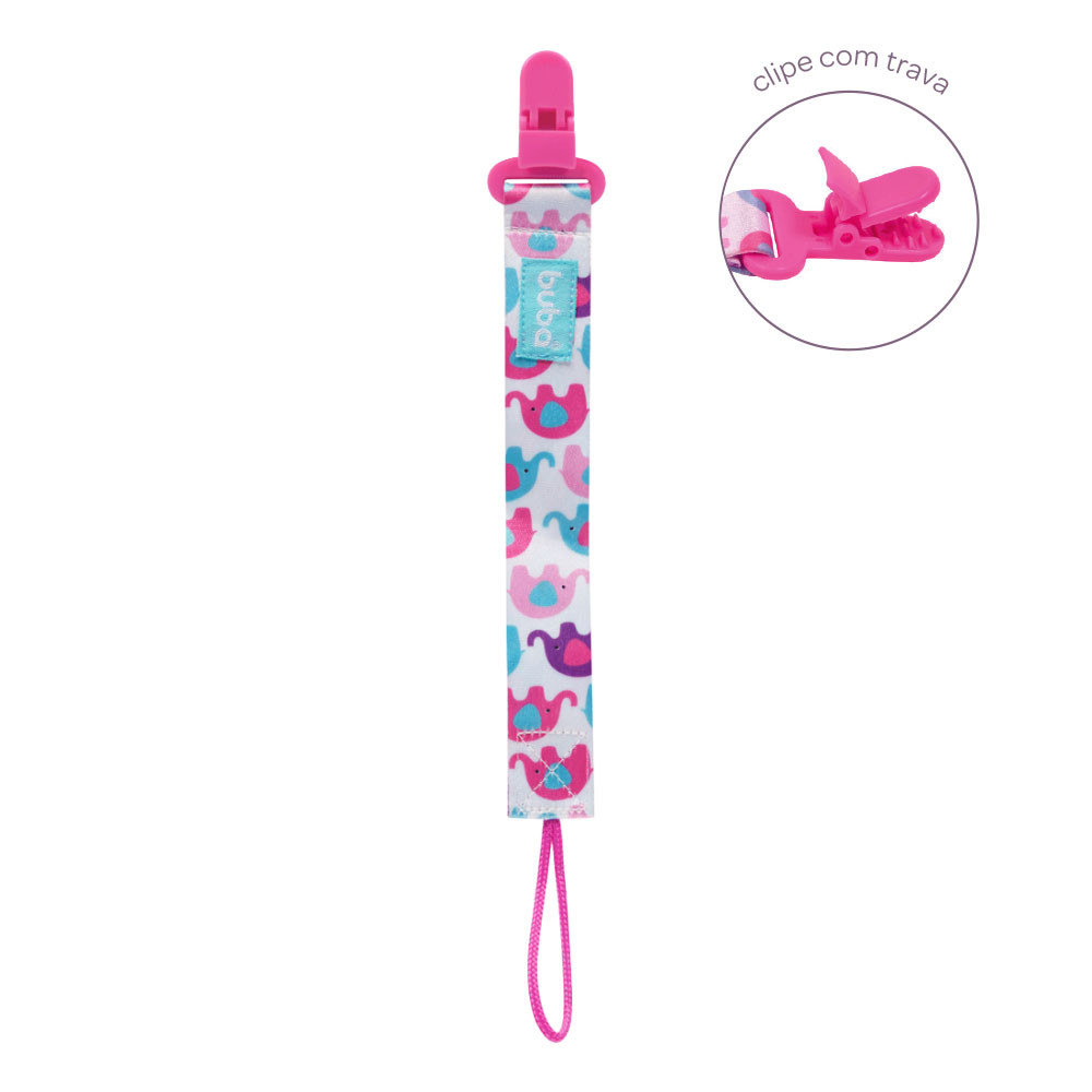 PRENDEDOR DE CHUPETA PARA BEBÊ ESTAMPADINHO ELEFANTINHO