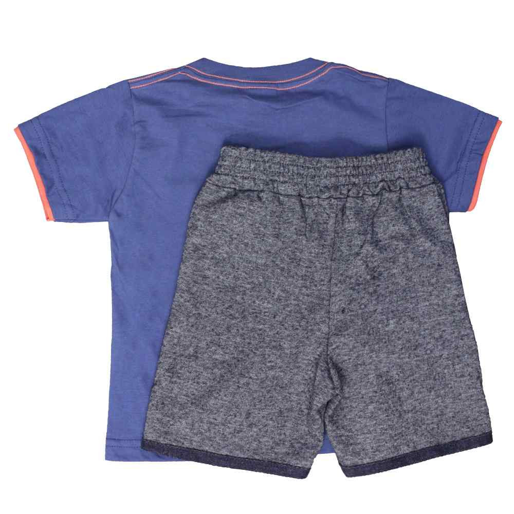 CONJUNTO CURTO CAMISETA E BERMUDA INFANTIL DINOSSAURO MARINHO