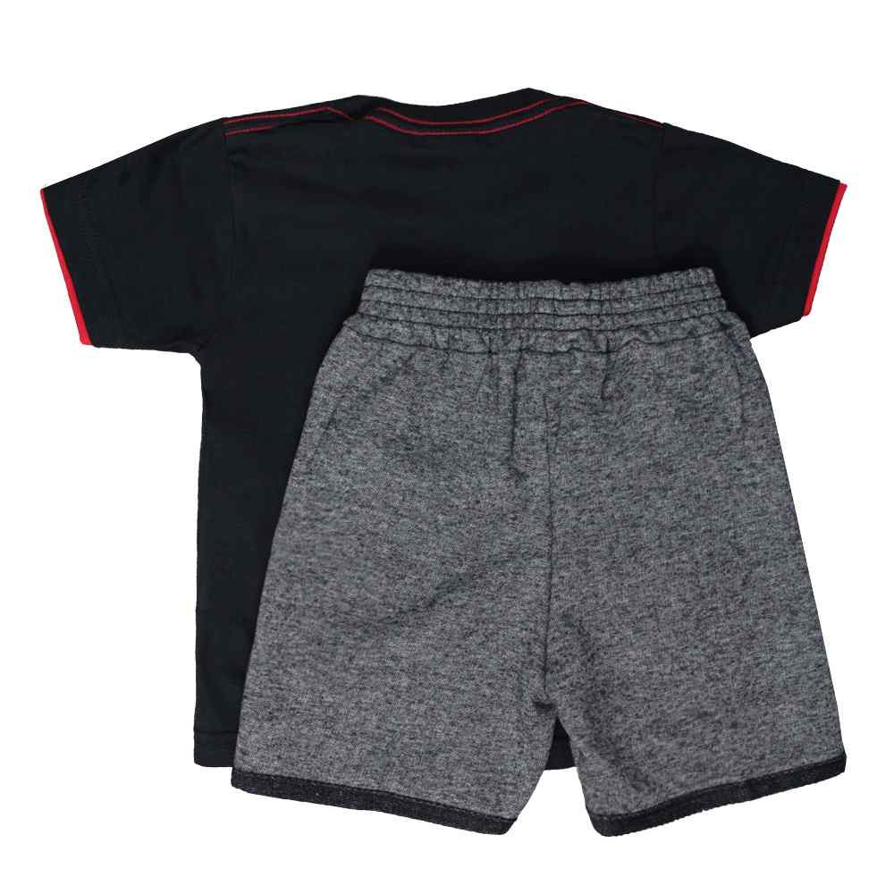 CONJUNTO CURTO CAMISETA E BERMUDA INFANTIL DINOSSAURO PRETO