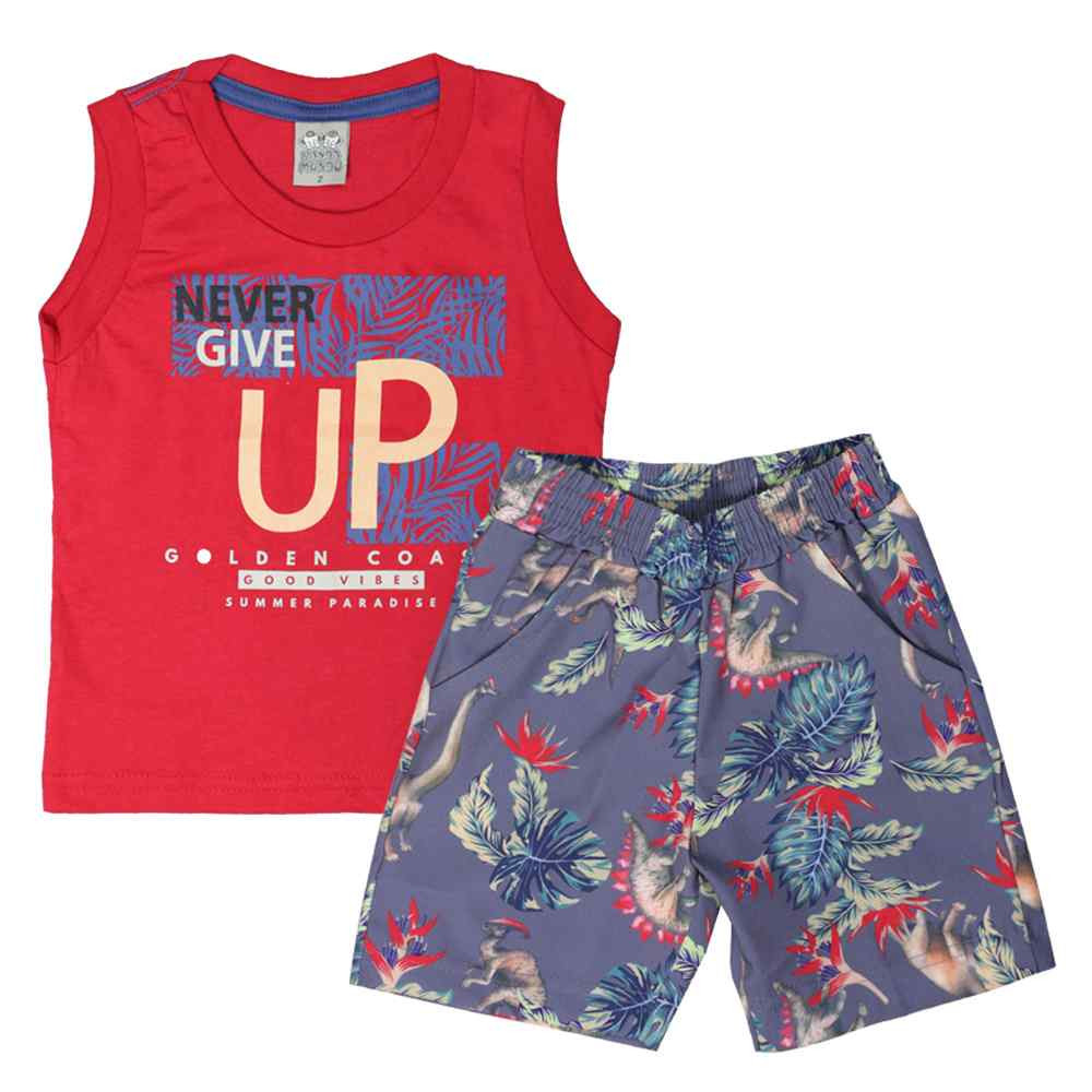 CONJUNTO CURTO REGATA E BERMUDA INFANTIL SUMMER VERMELHO