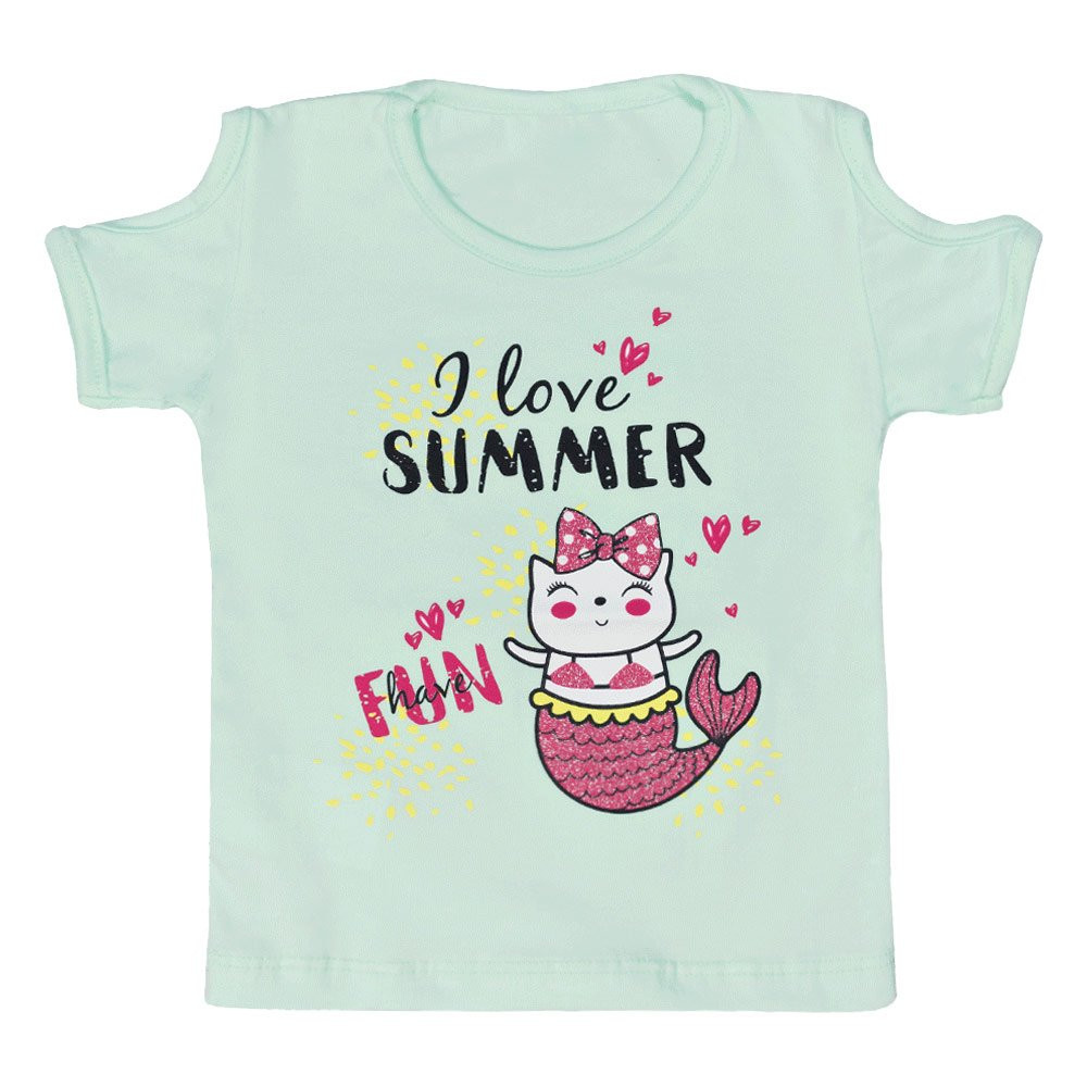 BLUSA INFANTIL EM MALHA ESTAMPADA SUMMER VERDE CLARO