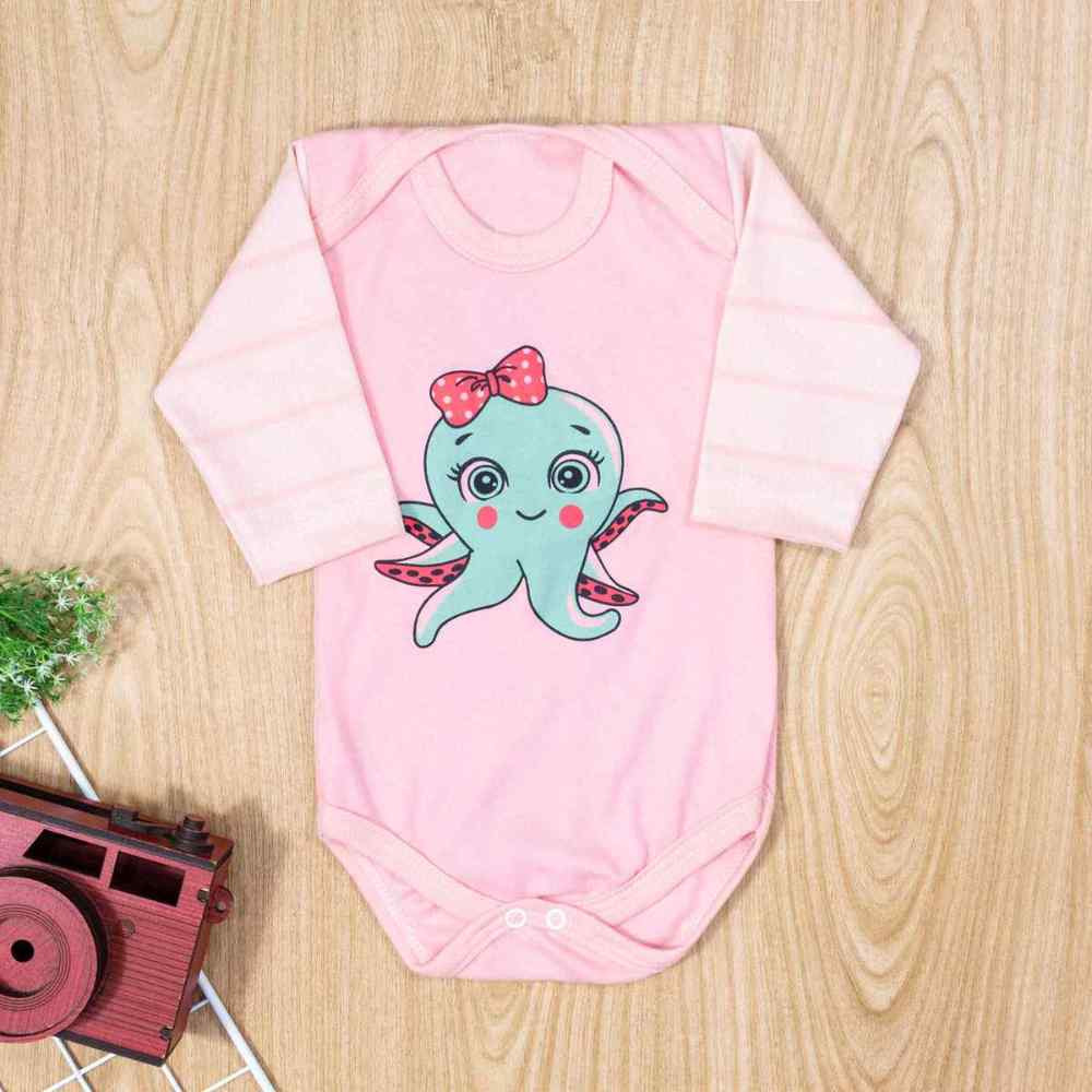 CONJUNTO PARA BEBÊ LONGO COM ESTAMPA SORTIDA ROSÊ