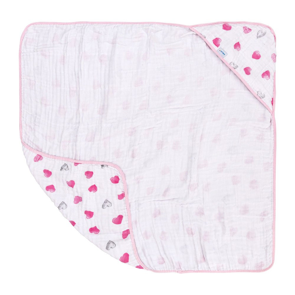 TOALHA SOFT PARA BEBÊ ESTAMPADA CAPUZ 100% ALGODÃO CORAÇÕES