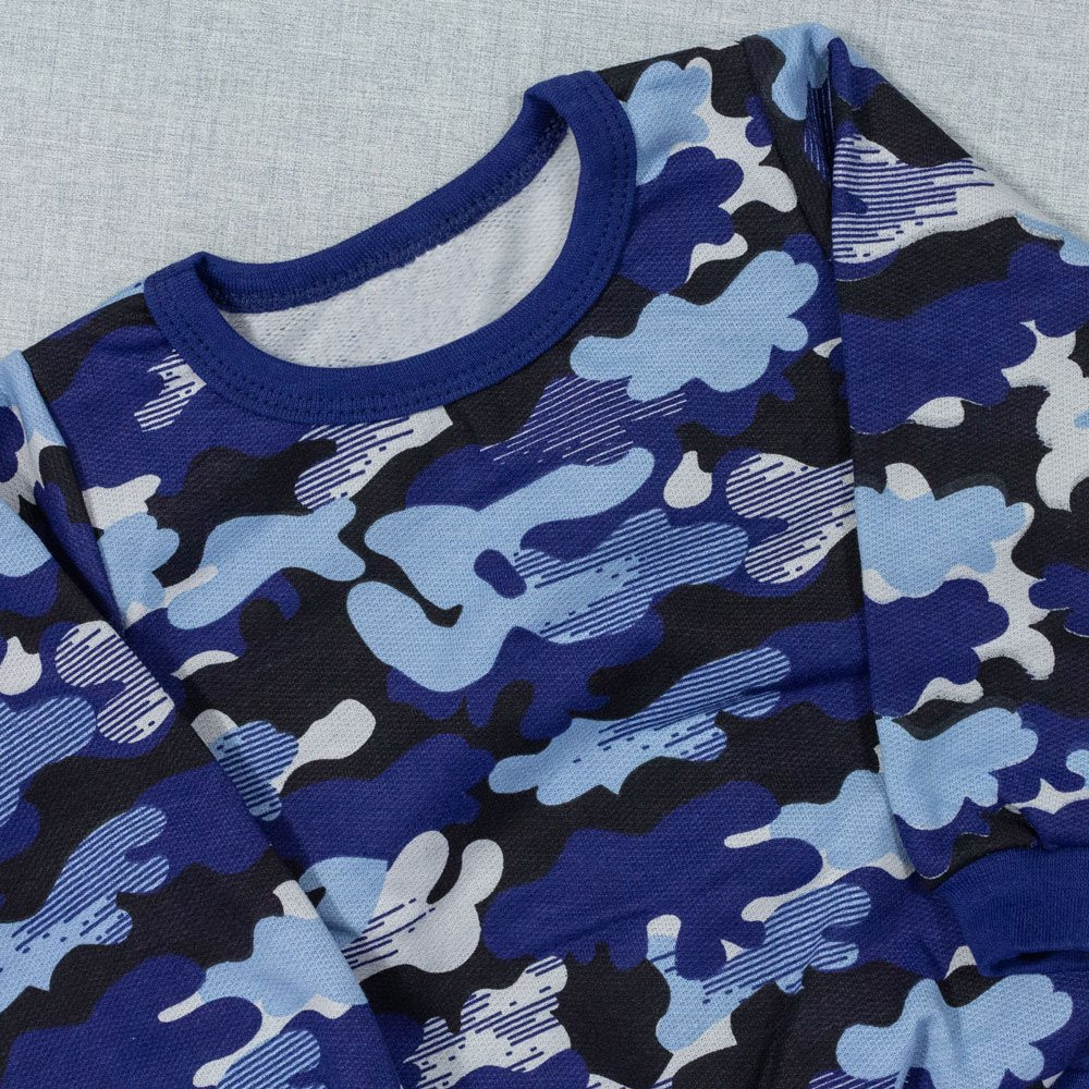 CONJUNTO PARA BEBÊ MOLETOM ESTAMPADINHO CAMUFLADO AZUL