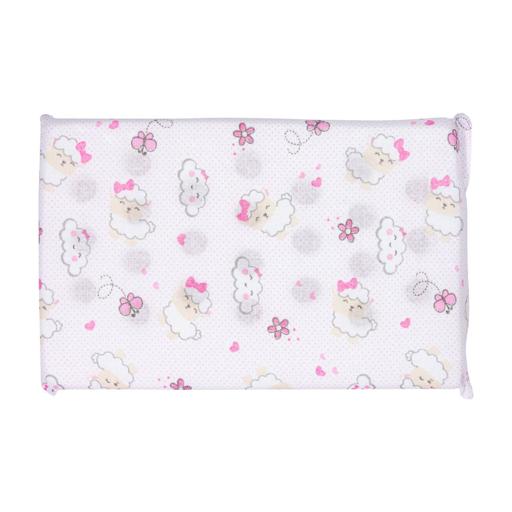 TRAVESSEIRO ANTISSUFOCANTE 29CM X 19CM PARA BEBÊ ESTAMPA POÁ ROSA CLARO