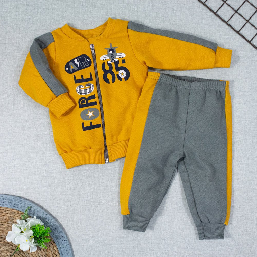 CONJUNTO PARA BEBÊ MOLETOM ZÍPER FORCE 85 MOSTARDA