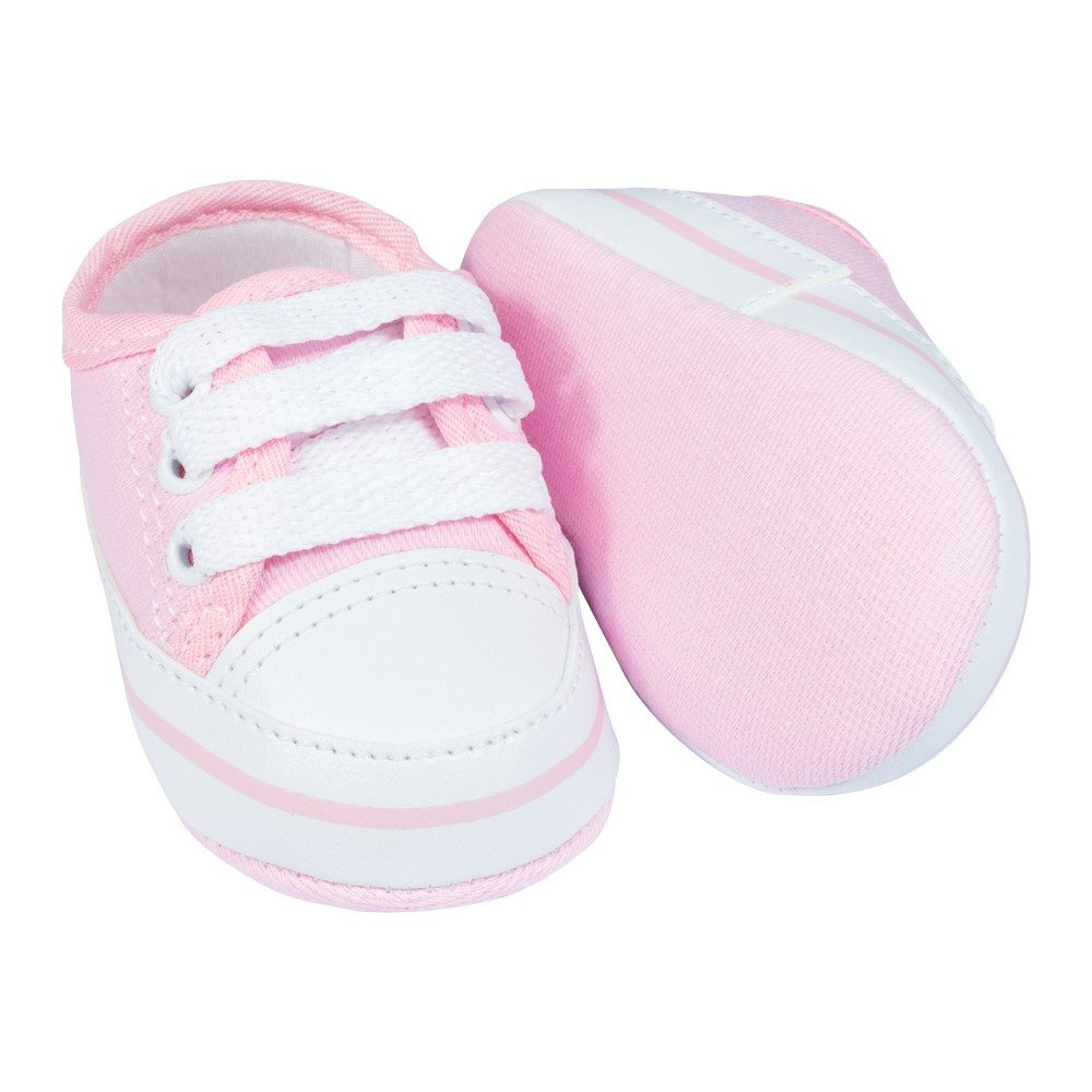 TÊNIS LISTRA COM CADARÇO PARA BEBÊ BÁSICO ROSA CLARO