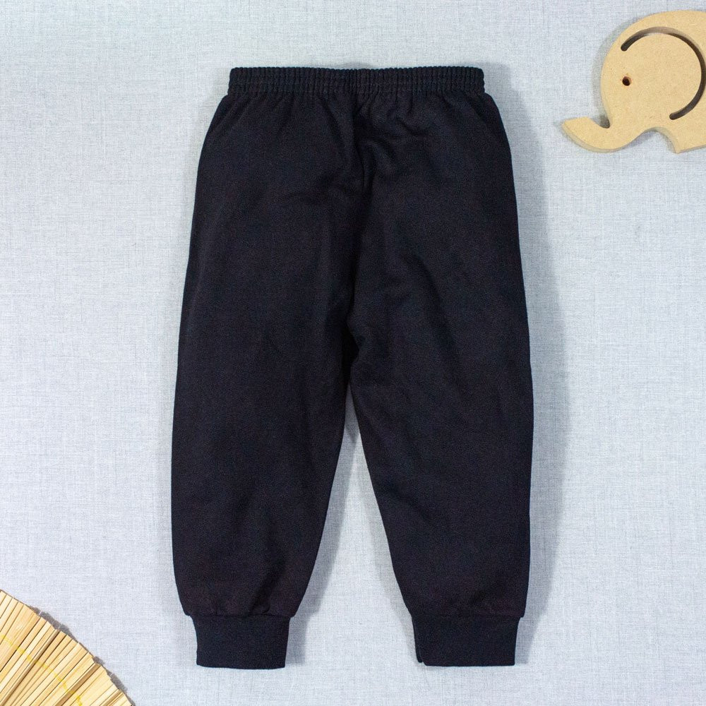 CALÇA MOLETOM INFANTIL 1 AO 3 BÁSICA COM CORDÃO PRETO