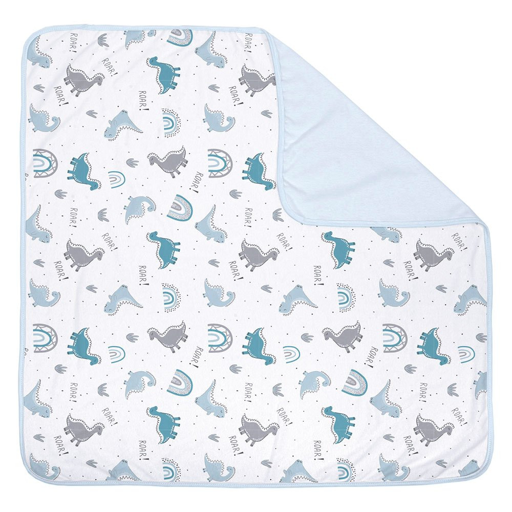 MANTA PARA BEBÊ DUPLA FACE 100% ALGODÃO 78CM X 78CM DINO BRANCO