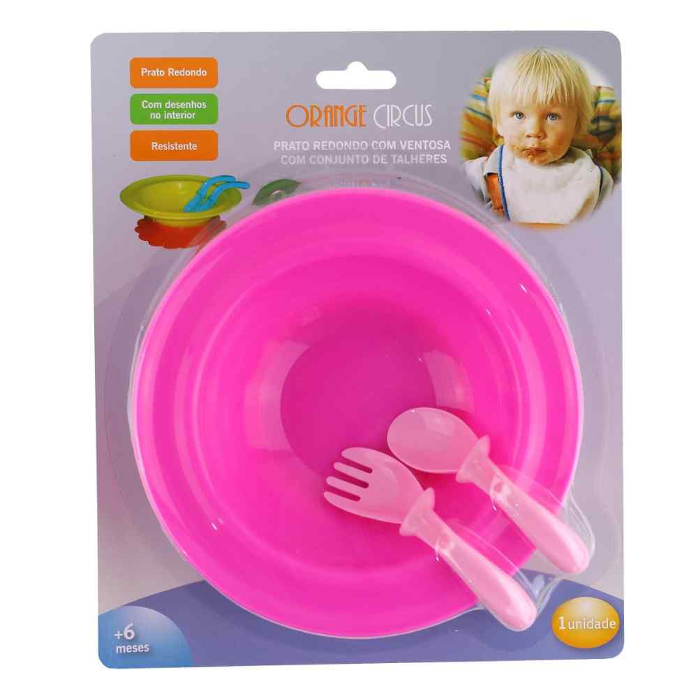 PRATO PINK COM VENTOSA E TALHERES LOVE