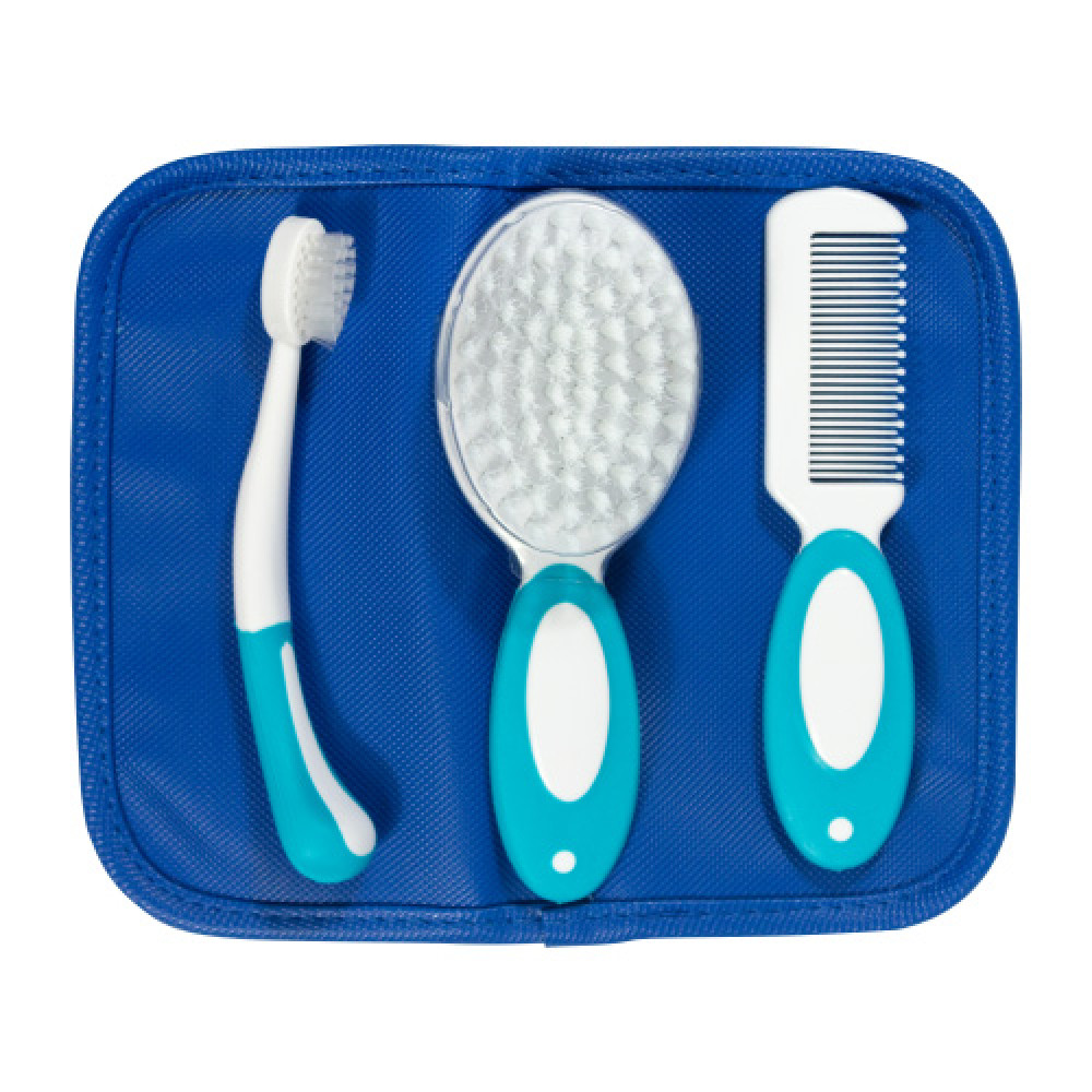 KIT UTILIDADES 6 PEÇAS PARA BEBÊ COM ESTOJO AZUL