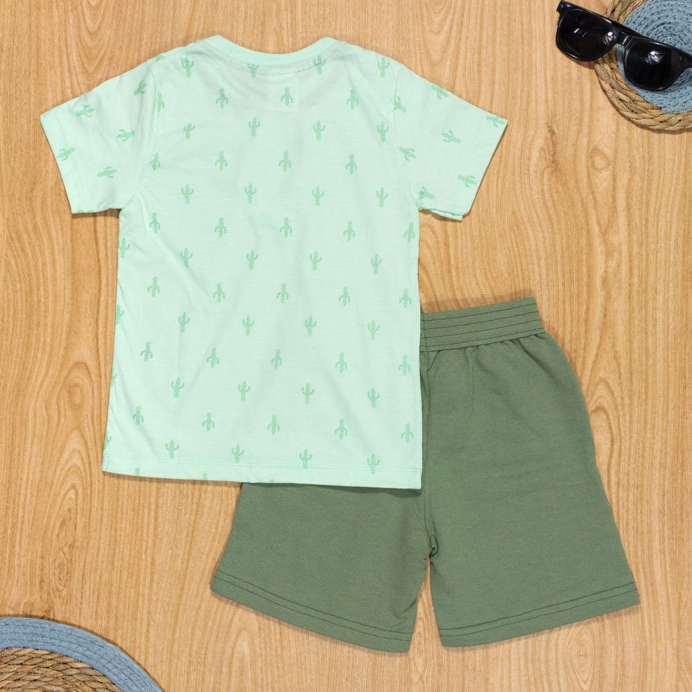 CONJUNTO INFANTIL 4 AO 8 CAMISETA E SHORTS CACTO VERDE