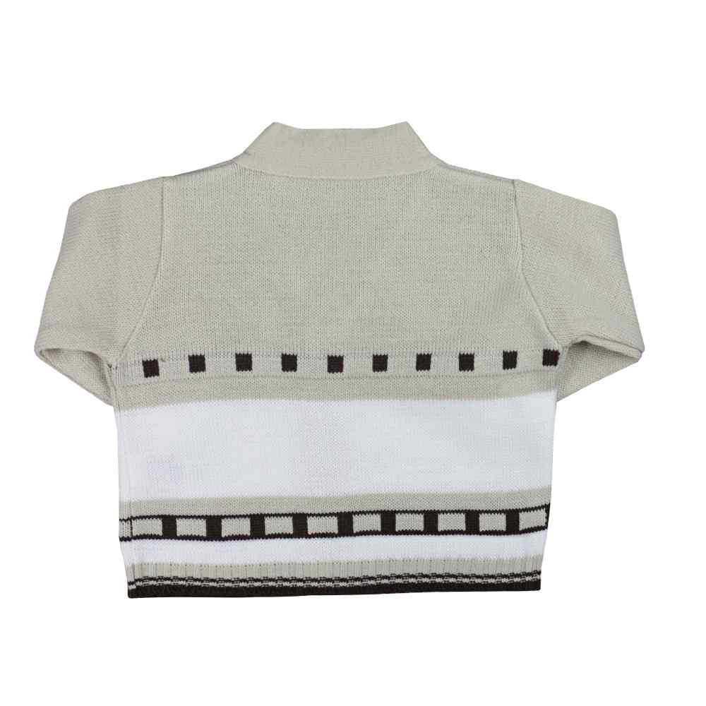CASAQUINHO PARA BEBÊ EM TRICOT BEGE COM ESTAMPA