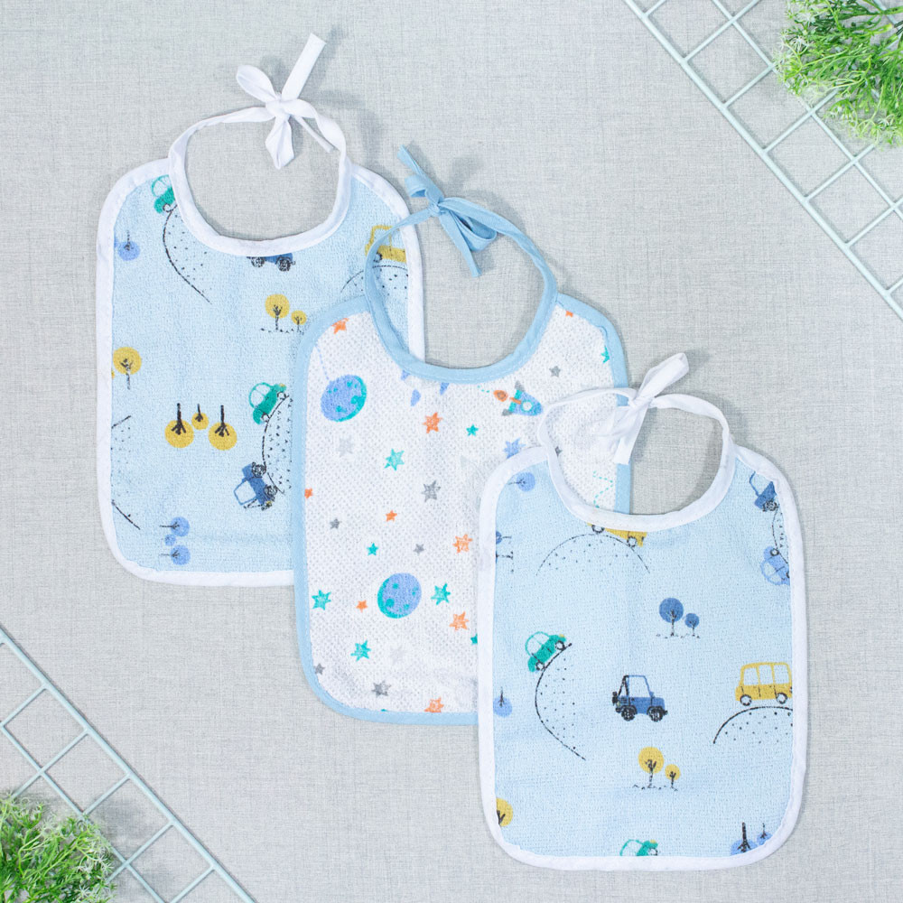 KIT COM 3 BABADORES FELPUDO PARA BEBÊ MENINO