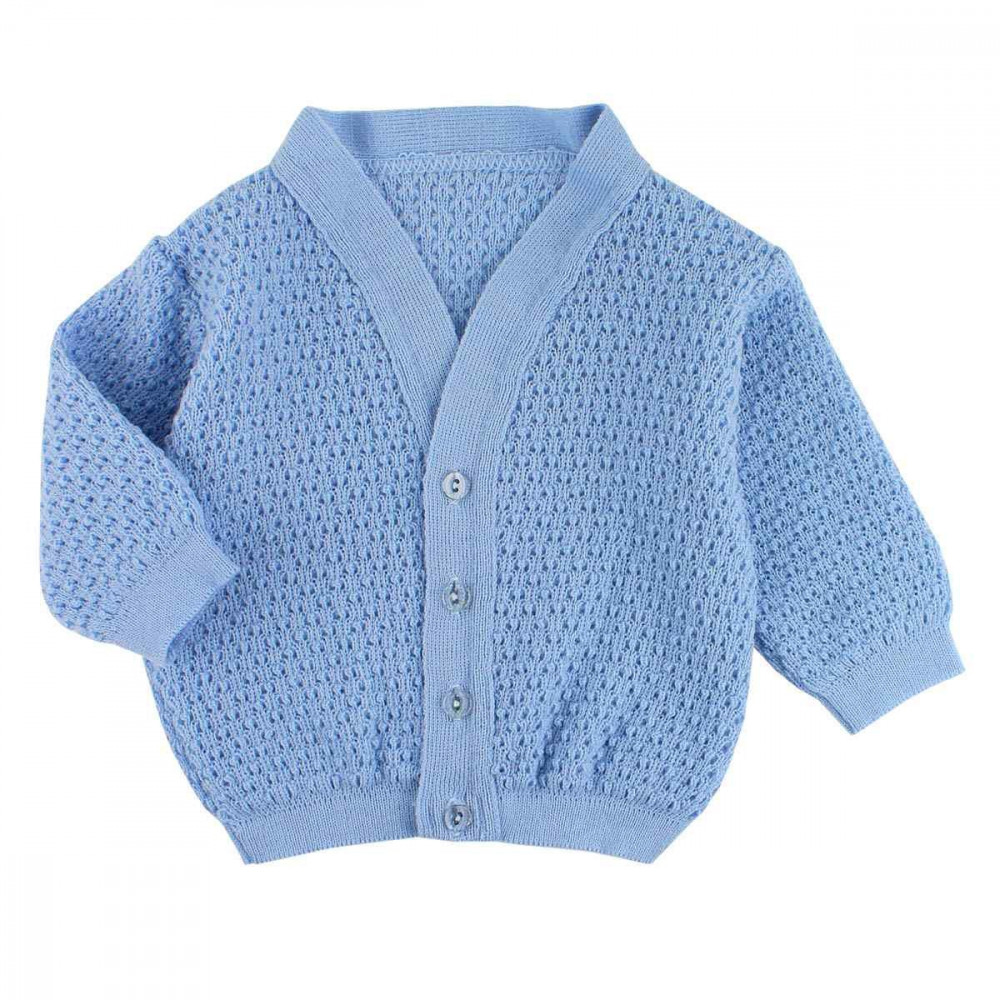 CASAQUINHO PARA BEBE DE TRICOT AZUL MICHELLE