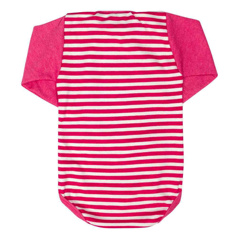 BODY PARA BEBÊ LISTRADO COM MANGA LONGA LISA PINK