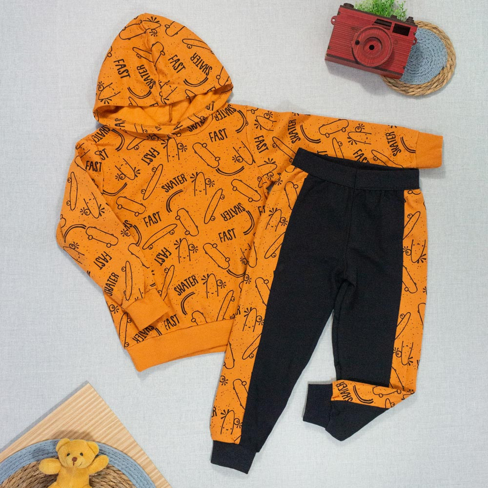 Conjunto Infantil Moletom com Capuz e Cordãozinho Skater Fast até 8 anos