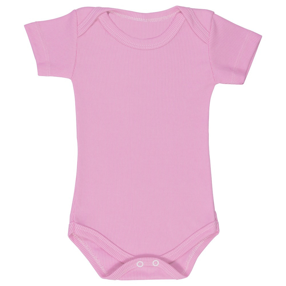 BODY CANELADINHO PARA BEBÊ MANGA CURTA ROSA