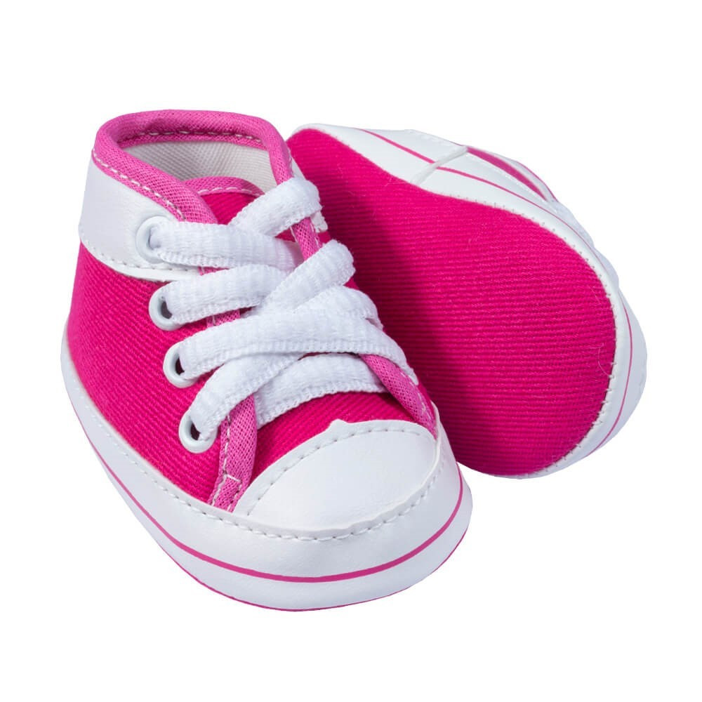 TÊNIS CANO ALTO COM CADARÇO E DETALHE BRANCO PARA BEBÊ MENINA PINK